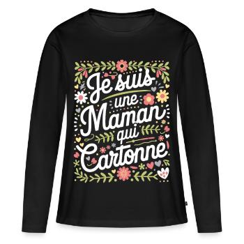 Ich bin eine erfolgreiche Mutter - Frauen Premium Bio Langarmshirt - Schwarz - Vorne - Julia (174cm)