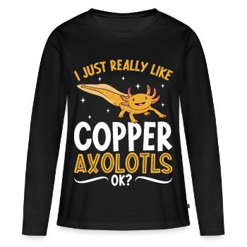J’adore mon Axolotl cuivré - T-shirt manches longues Premium bio Femme - noir - Devant - Julia (174cm)