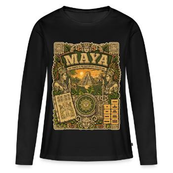 Civilisation maya - T-shirt manches longues Premium bio Femme - noir - Devant - Julia (174cm)
