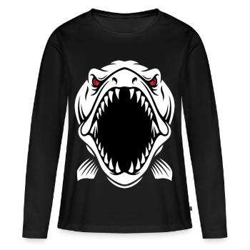Brochet Barracuda Mascotte Logo Pêche Sport Gaming - T-shirt manches longues Premium bio Femme - noir - Devant - Julia (174cm)