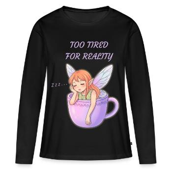 Tired Fairy Sleeping In The Mug - T-shirt manches longues Premium bio Femme - noir - Devant - Julia (174cm)