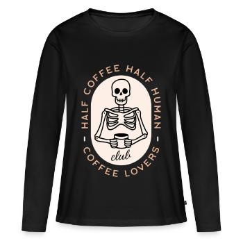 Esthétique gothique squelette amoureuse du café - T-shirt manches longues Premium bio Femme - noir - Devant - Julia (174cm)