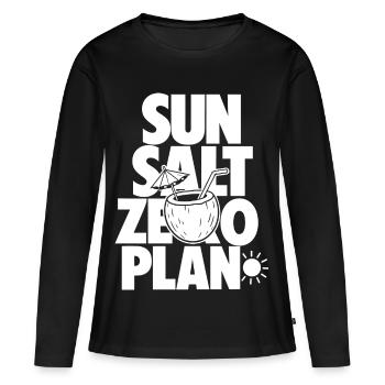 Sun Salt Zero Plan Tropical Design - Frauen Premium Bio Langarmshirt - Schwarz - Vorne - Julia (174cm)
