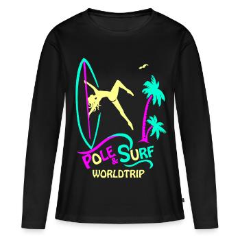 Pole & Surf Worldtrip neon - Frauen Premium Bio Langarmshirt - Schwarz - Vorne - Julia (174cm)