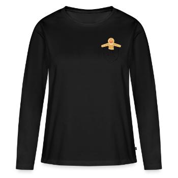 Lebkuchenmann - Frauen Premium Bio Langarmshirt - Schwarz - Vorne - Julia (174cm)