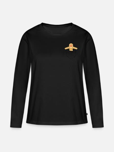 Lebkuchenmann - Frauen Premium Bio Langarmshirt - Schwarz