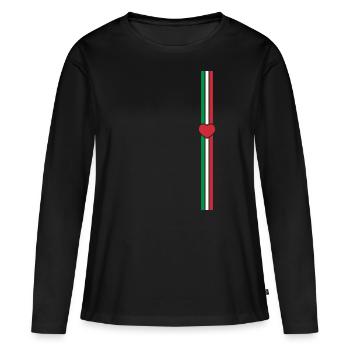 Italie drapeau ligne verticale - T-shirt manches longues Premium bio Femme - noir - Devant - Julia (174cm)