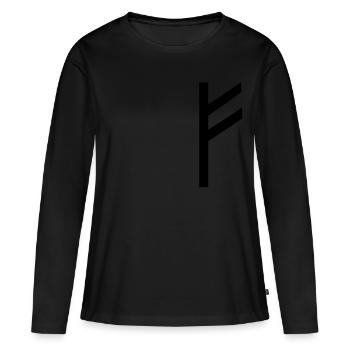 Rune Fehu - bonheur et prospérité, runes, Odin - T-shirt manches longues Premium bio Femme - noir - Devant - Julia (174cm)