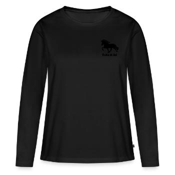 Tölter groß schwarz Take it Isi - Frauen Premium Bio Langarmshirt - Schwarz - Vorne - Julia (174cm)