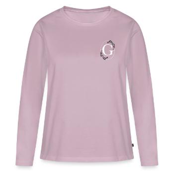Lettre G - T-shirt manches longues Premium bio Femme - rose poudré - Devant - Julia (174cm)