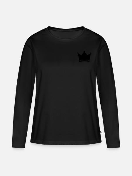 Krone - Frauen Premium Bio Langarmshirt - Schwarz