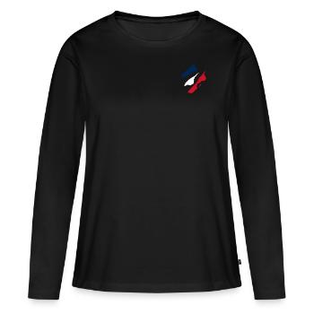 Frankreich - Frauen Premium Bio Langarmshirt - Schwarz - Vorne - Julia (174cm)