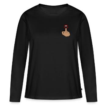 Bouche - T-shirt manches longues Premium bio Femme - noir - Devant - Julia (174cm)