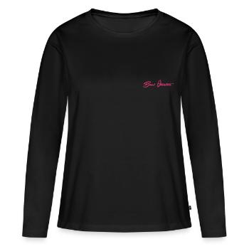 Bowhunter Schriftzug - Frauen Premium Bio Langarmshirt - Schwarz - Vorne - Julia (174cm)