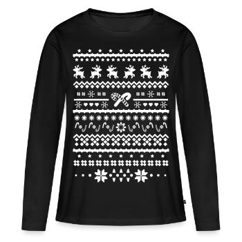 christmas sweater reindeer - Women's Premium Organic Long Sleeve Shirt - black - Front - Julia (174cm)