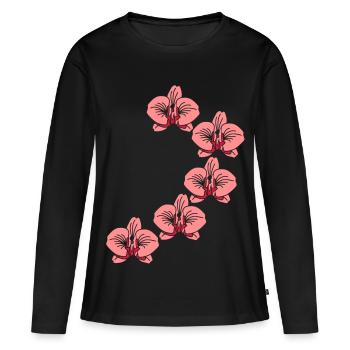 orchidee_2 - T-shirt manches longues Premium bio Femme - noir - Devant - Julia (174cm)