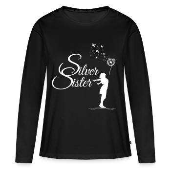 SilverSister white birds - Frauen Premium Bio Langarmshirt - Schwarz - Vorne - Julia (174cm)