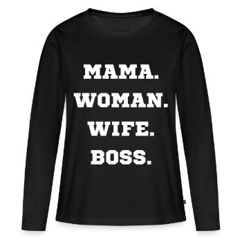 MAMA WOMAN WIFE - Frauen Premium Bio Langarmshirt - Schwarz - Vorne - Julia (174cm)