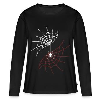 Toiles d’araignée bicolores - T-shirt manches longues Premium bio Femme - noir - Devant - Julia (174cm)