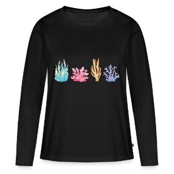 Récif corallien vibrant - T-shirt manches longues Premium bio Femme - noir - Devant - Julia (174cm)