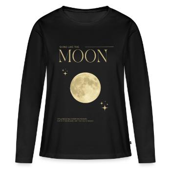 Leuchtendes Mondmotiv mit Sternen - Frauen Premium Bio Langarmshirt - Schwarz - Vorne - Julia (174cm)