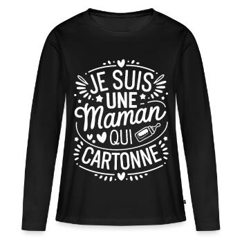 Ich bin eine erfolgreiche Mutter - Frauen Premium Bio Langarmshirt - Schwarz - Vorne - Julia (174cm)