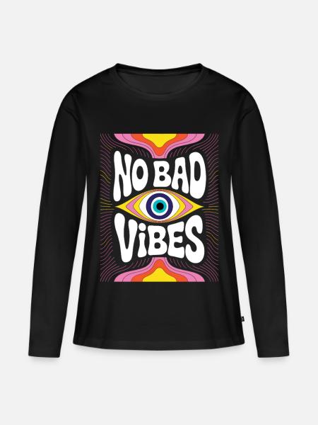 No Bad Vibes Eye Psychedelia - Frauen Premium Bio Langarmshirt - Schwarz