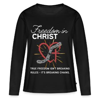Ware vrijheid breekt de ketenen - niet de regels - Vrouwen Premium Bio shirt met lange mouwen - zwart - Voor - Julia (174cm)