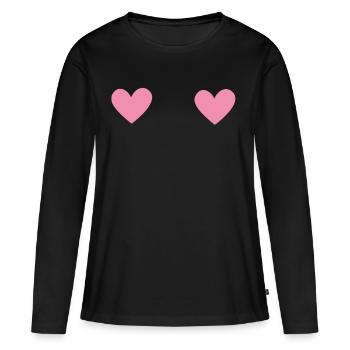 Double hearts - Women's Premium Organic Long Sleeve Shirt - black - Front - Julia (174cm)