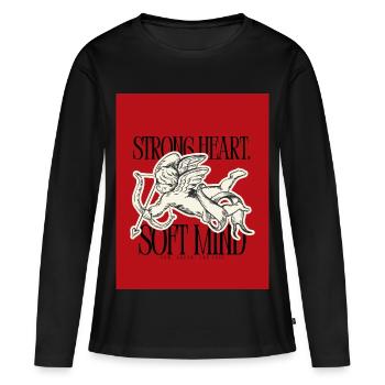 Cœurs forts, esprits délicats - T-shirt manches longues Premium bio Femme - noir - Devant - Julia (174cm)