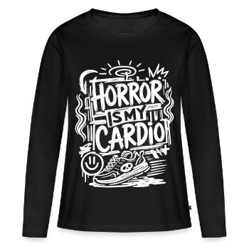 Horror Is My Cardio Funny Horror - Frauen Premium Bio Langarmshirt - Schwarz - Vorne - Julia (174cm)