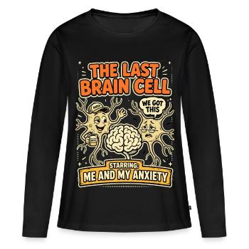 Dernière cellule cérébrale peur du café Humour - T-shirt manches longues Premium bio Femme - noir - Devant - Julia (174cm)