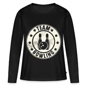 Équipe de bowling - T-shirt manches longues Premium bio Femme - noir - Devant - Julia (174cm)