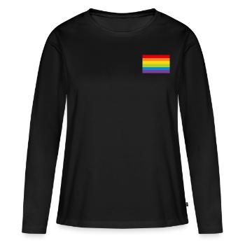 Regenbogen Flagge Fahne LGBT bunt CSD Gay Pride - Frauen Premium Bio Langarmshirt - Schwarz - Vorne - Julia (174cm)