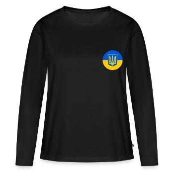 Ukraine - T-shirt manches longues Premium bio Femme - noir - Devant - Julia (174cm)