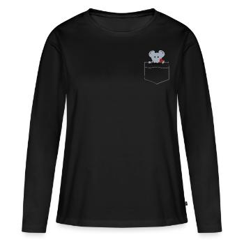 souris poche poche poche coeur mignon animal poche poitrine - T-shirt manches longues Premium bio Femme - noir - Devant - Julia (174cm)