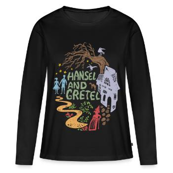 Hansel et Gretel Maison Sorcière Vintage - T-shirt manches longues Premium bio Femme - noir - Devant - Julia (174cm)
