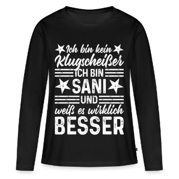 Sani - Ambulancière - Pas un petit malin - T-shirt manches longues Premium bio Femme - noir - Devant - Julia (174cm)