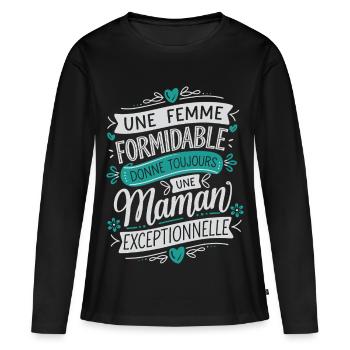 A great woman, an exceptional mother - Women's Premium Organic Long Sleeve Shirt - black - Front - Julia (174cm)
