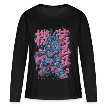Samurai Mech – Motif de robot manga d’anime - T-shirt manches longues Premium bio Femme - noir - Devant - Julia (174cm)