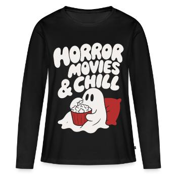 Films d’horreur et humour de fantômes chill - T-shirt manches longues Premium bio Femme - noir - Devant - Julia (174cm)