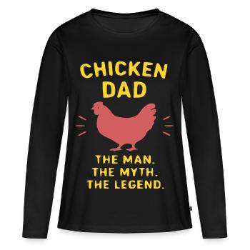 Hähnchen Papa – Mythos der Legende - Frauen Premium Bio Langarmshirt - Schwarz - Vorne - Julia (174cm)
