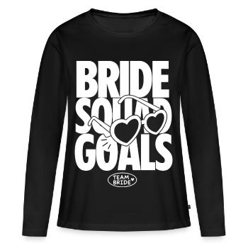 Équipe de la Mariée : Objectifs de l’équipe Mariée - T-shirt manches longues Premium bio Femme - noir - Devant - Julia (174cm)