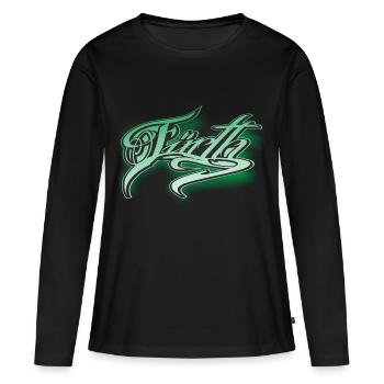 Fürth - Frauen Premium Bio Langarmshirt - Schwarz - Vorne - Julia (174cm)