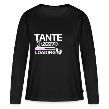 Tante 2027 Babyfüße - Frauen Premium Bio Langarmshirt - Schwarz - Vorne - Julia (174cm)
