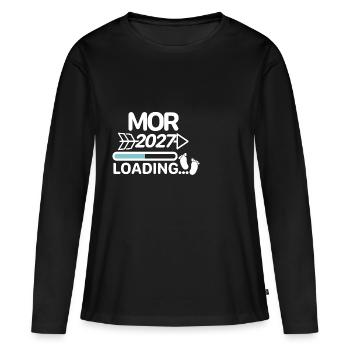 Mor 2027 Danish Pregnancy Announcement - Women's Premium Organic Long Sleeve Shirt - black - Front - Julia (174cm)