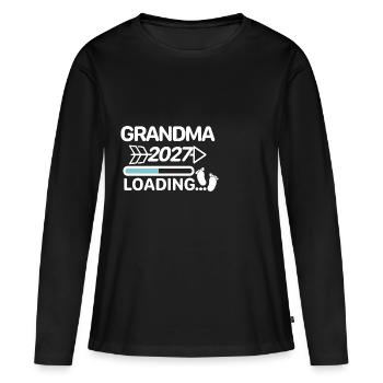 Oma 2027 Babyfüße - Frauen Premium Bio Langarmshirt - Schwarz - Vorne - Julia (174cm)