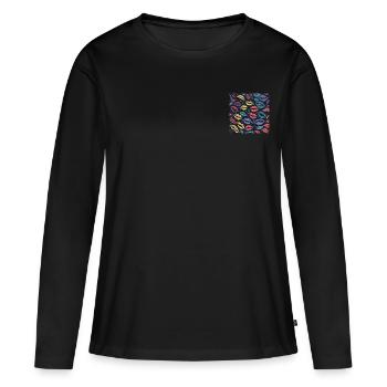 Leafy Charms - T-shirt manches longues Premium bio Femme - noir - Devant - Julia (174cm)