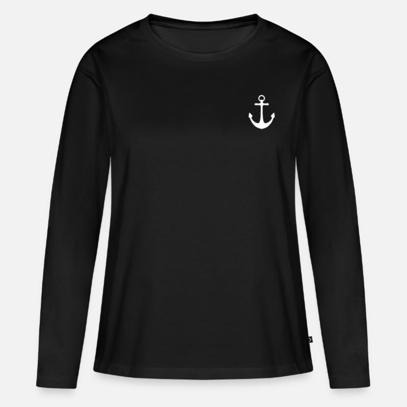 Anker Hoffnung - Frauen Premium Bio Langarmshirt - Schwarz