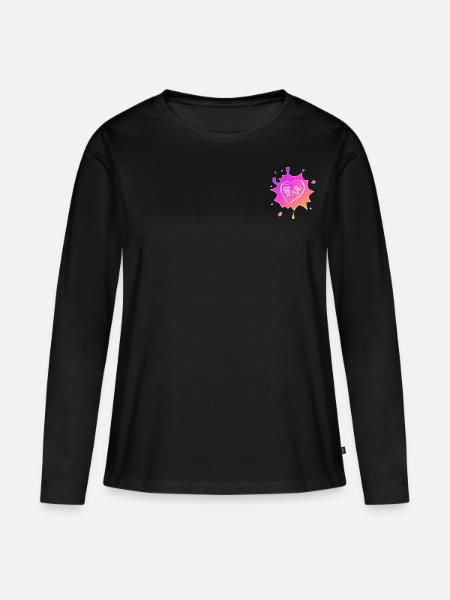 Herz Kreide farbenfroh - Frauen Premium Bio Langarmshirt - Schwarz